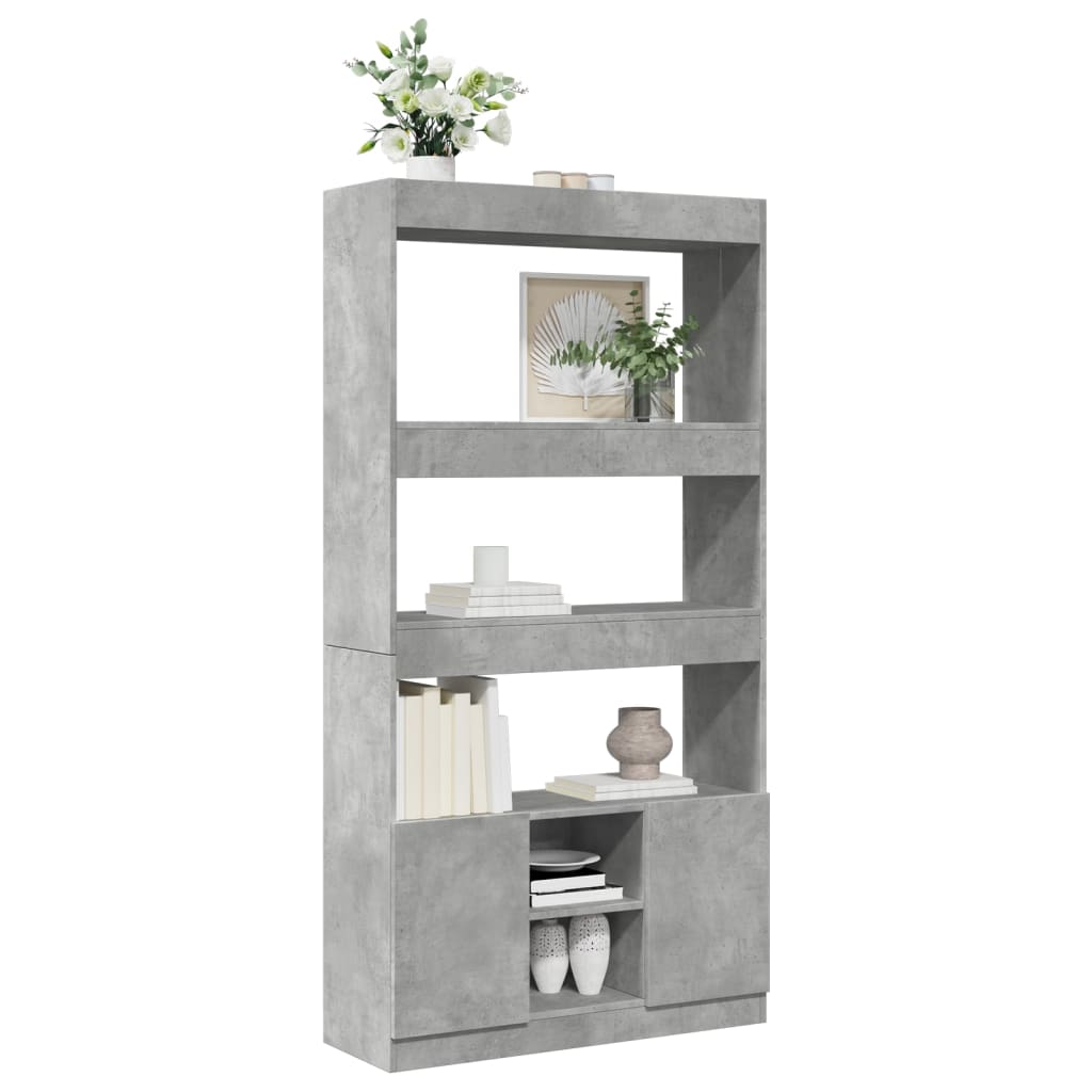Buffet haut gris béton 92x33x180 cm bois d'ingénierie - XIOS