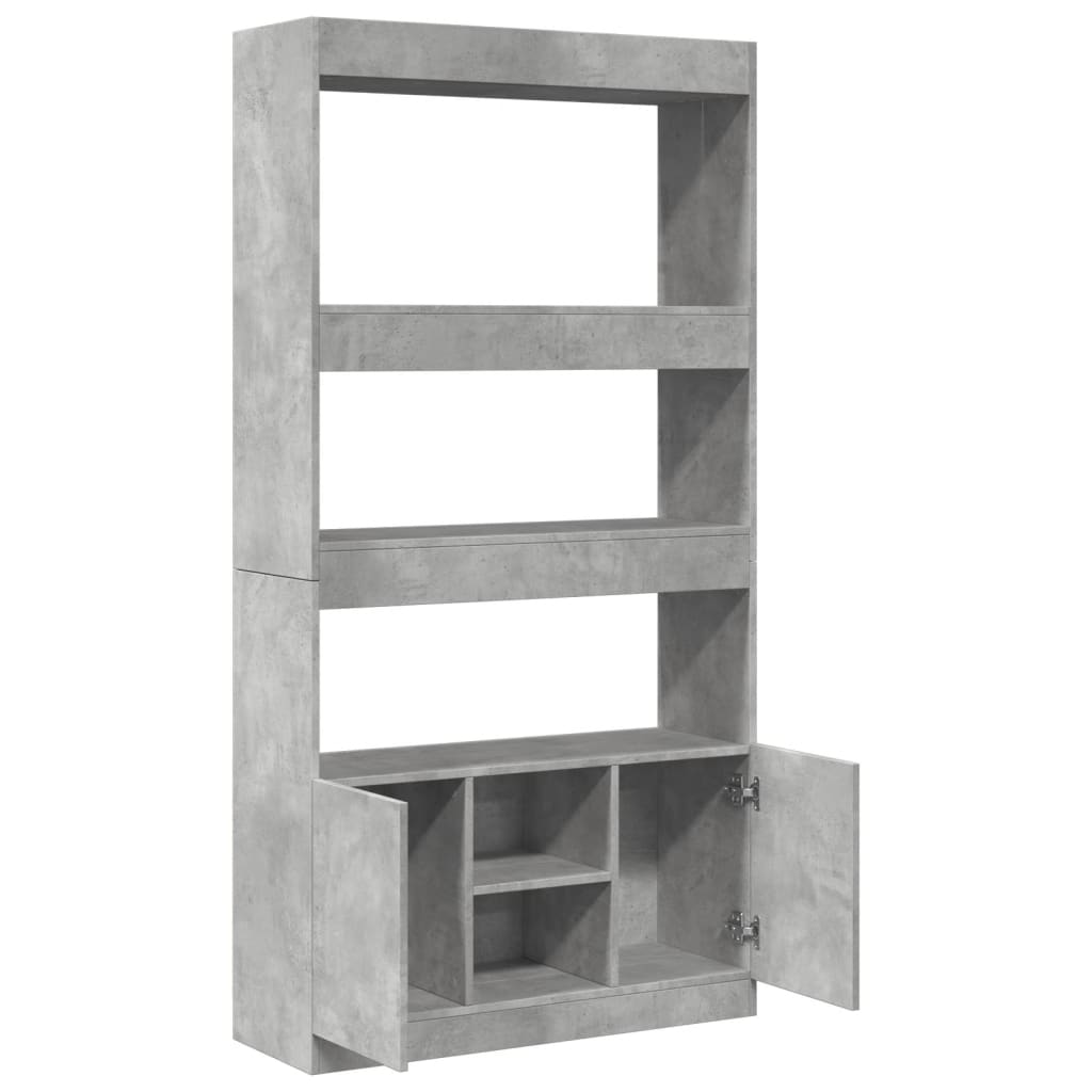 Buffet haut gris béton 92x33x180 cm bois d'ingénierie - XIOS