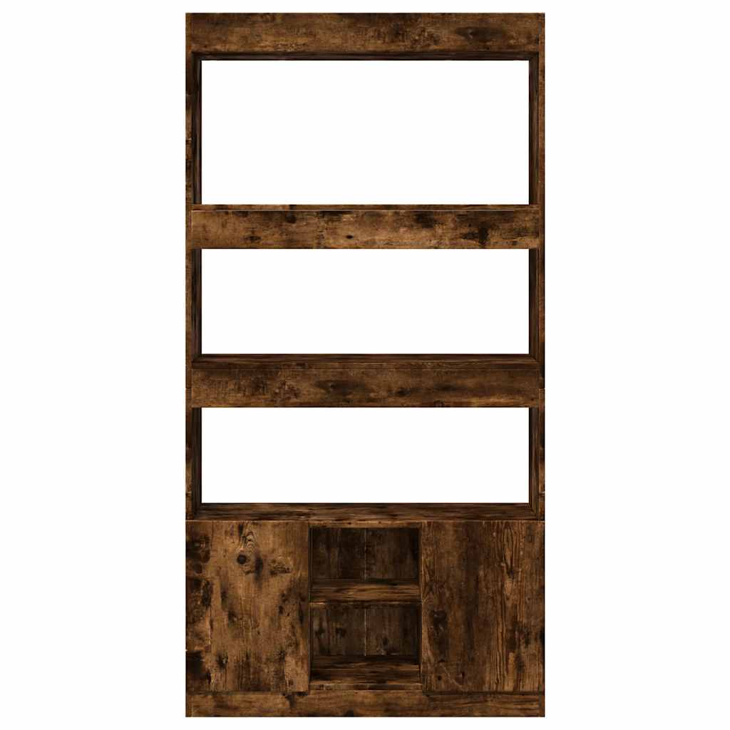 Buffet haut chêne fumé 92x33x180 cm bois d'ingénierie - XIOS