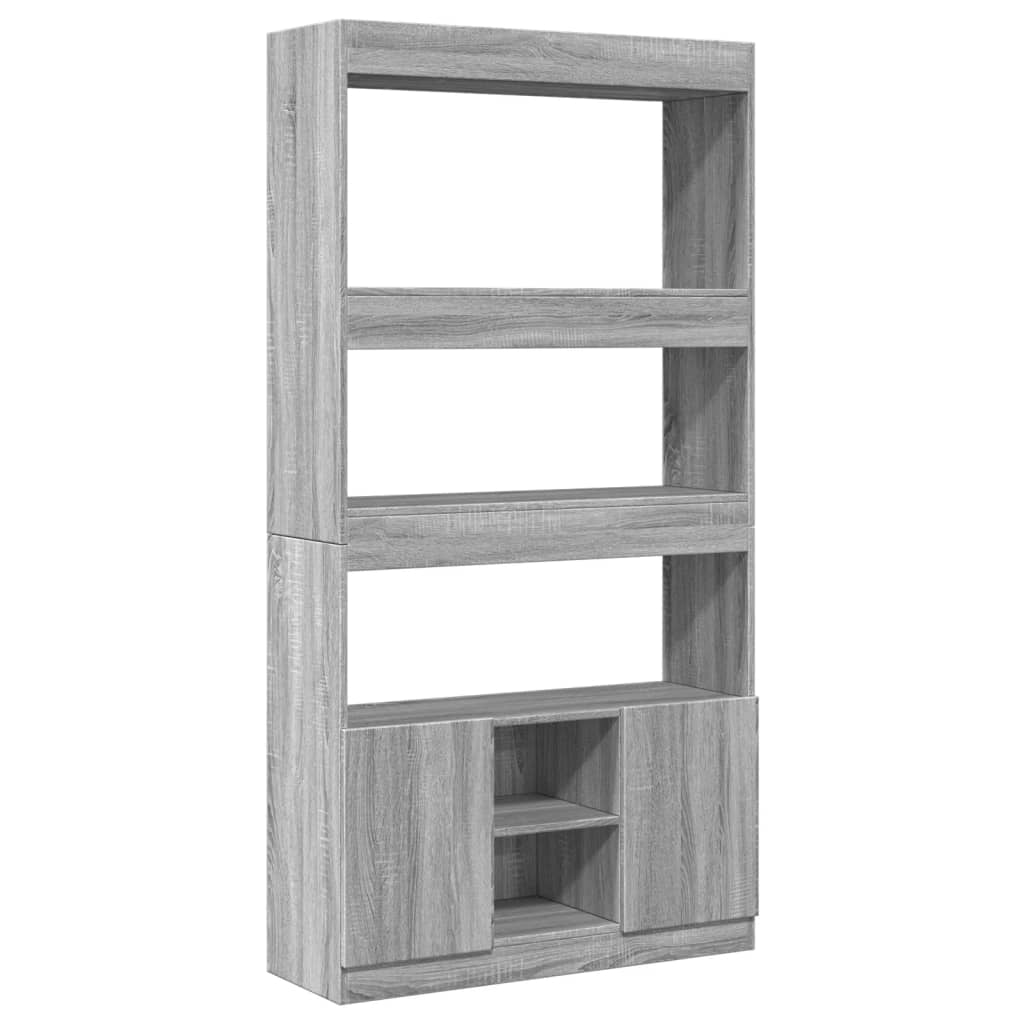 Buffet haut sonoma gris 92x33x180 cm bois d'ingénierie - XIOS