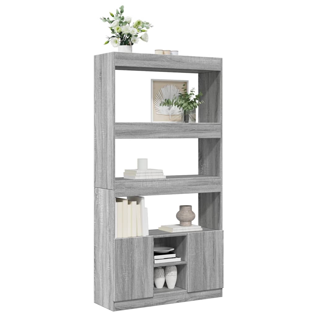 Buffet haut sonoma gris 92x33x180 cm bois d'ingénierie - XIOS