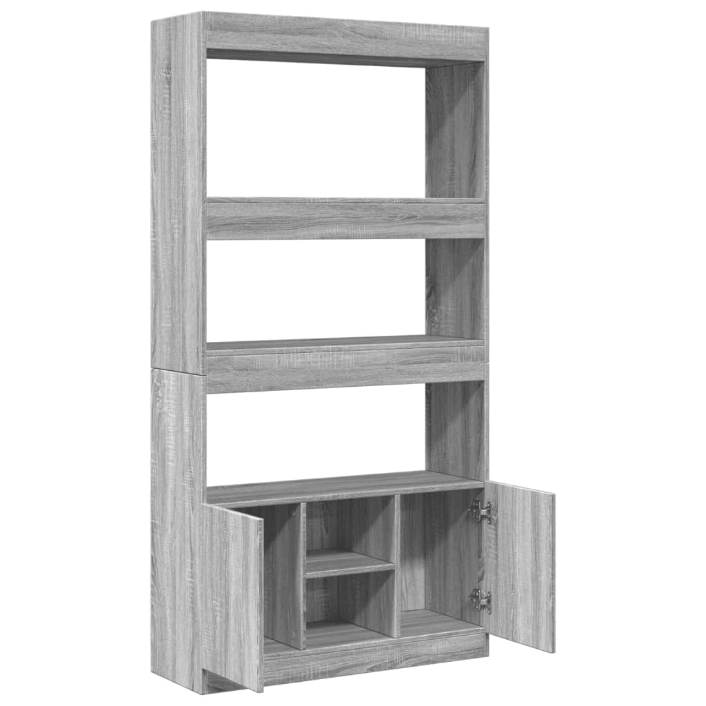 Buffet haut sonoma gris 92x33x180 cm bois d'ingénierie - XIOS
