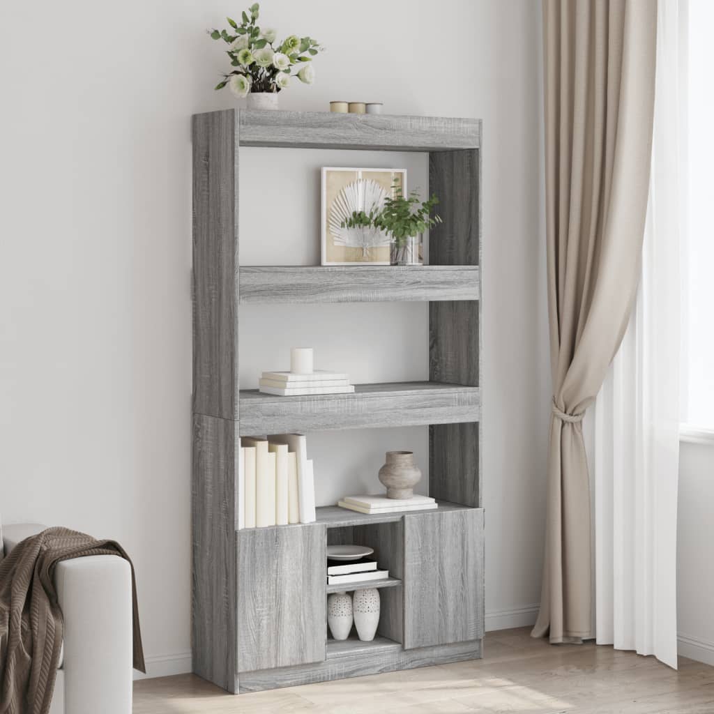 Buffet haut sonoma gris 92x33x180 cm bois d'ingénierie - XIOS