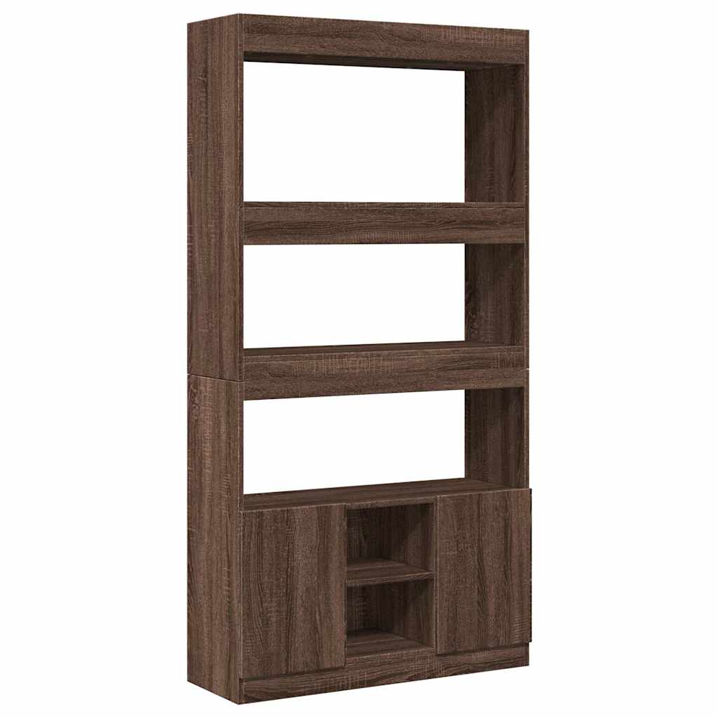 Buffet haut chêne marron 92x33x180 cm bois d'ingénierie - XIOS