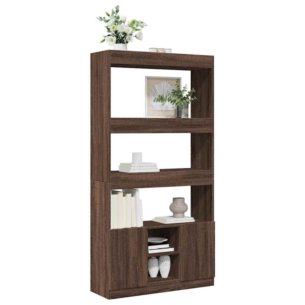 Buffet haut chêne marron 92x33x180 cm bois d'ingénierie - XIOS