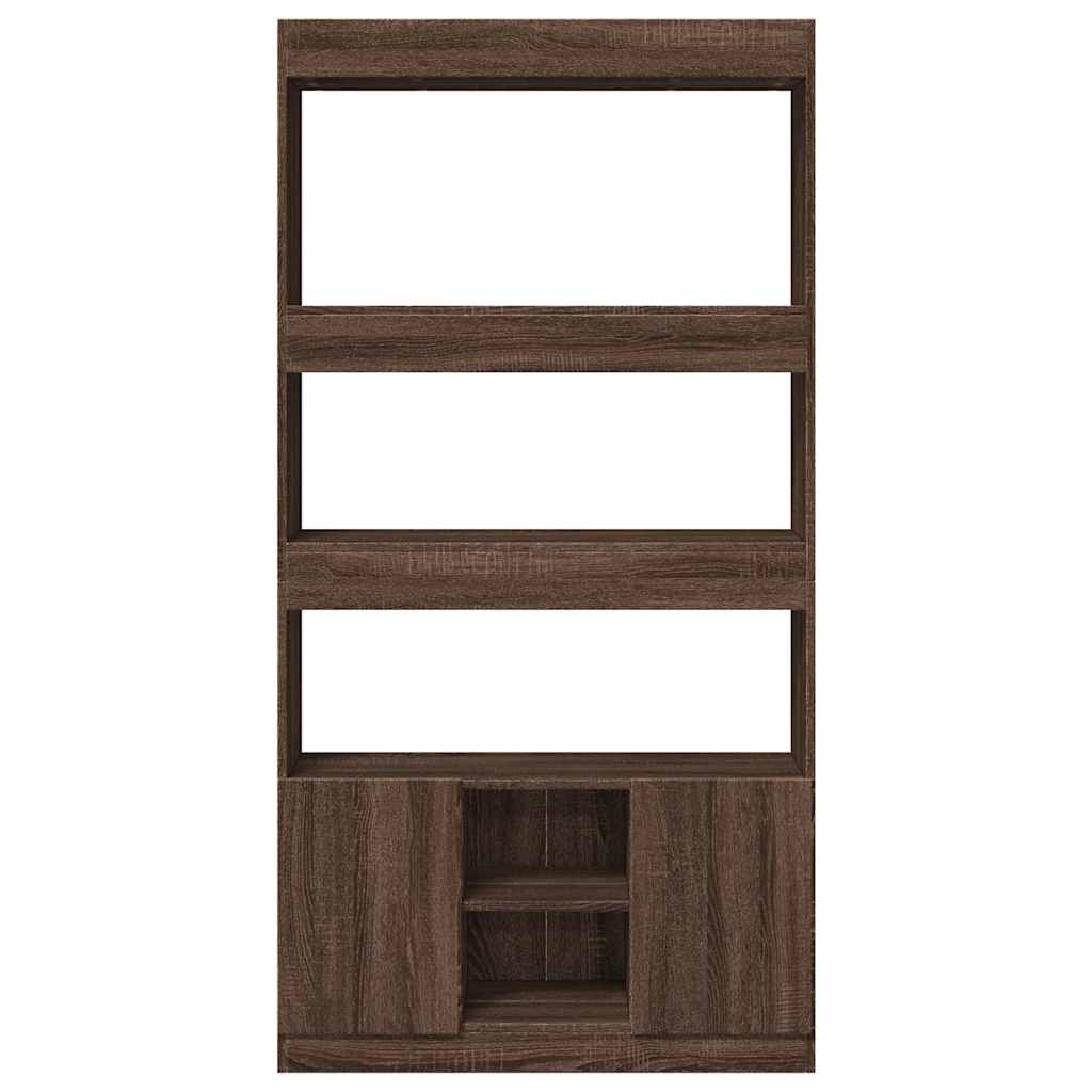 Buffet haut chêne marron 92x33x180 cm bois d'ingénierie - XIOS
