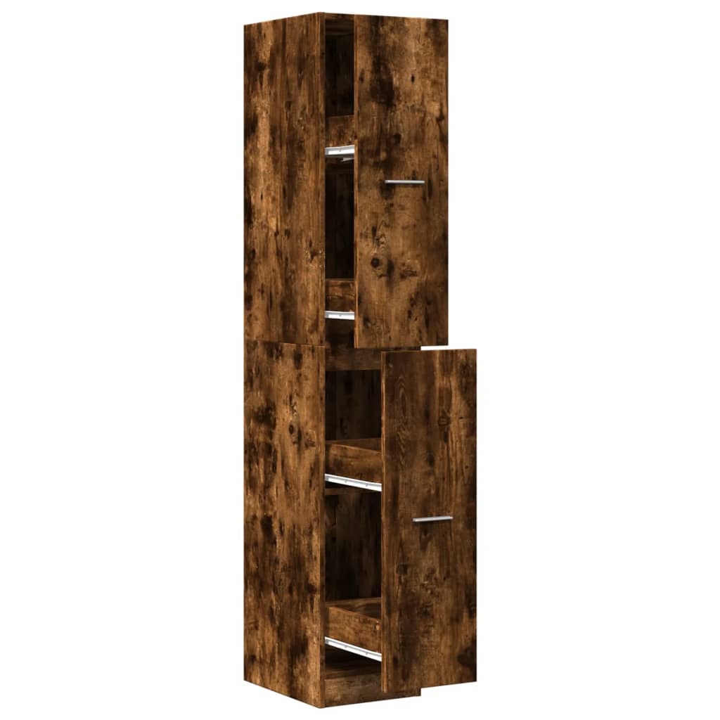 Armoire d'apothicaire chêne fumé 30x41x174,5 cm bois ingénierie - XIOS