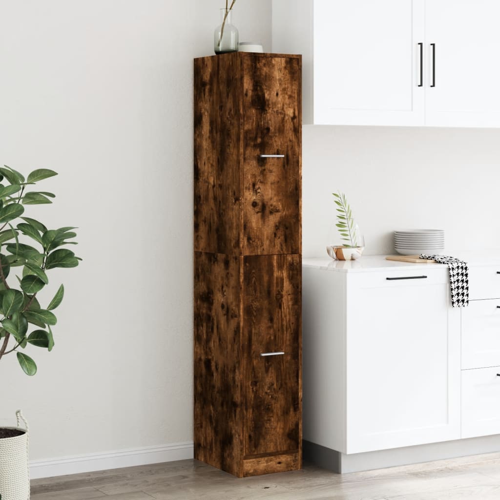 Armoire d'apothicaire chêne fumé 30x41x174,5 cm bois ingénierie - XIOS