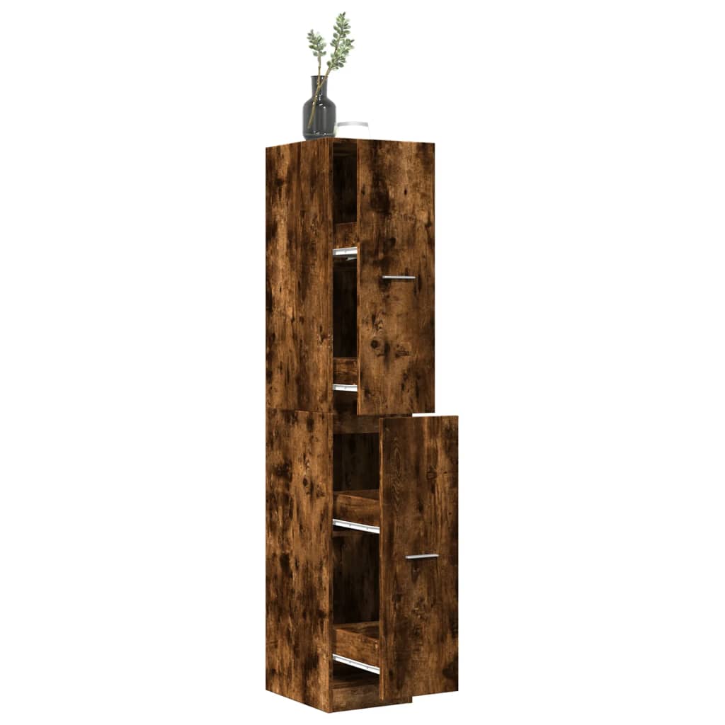 Armoire d'apothicaire chêne fumé 30x41x174,5 cm bois ingénierie - XIOS
