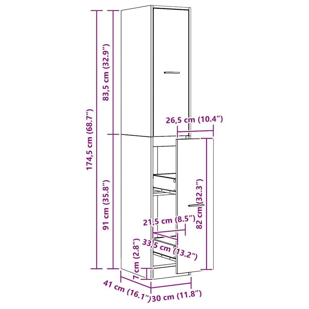 Armoire d'apothicaire chêne artisanal bois d'ingénierie - XIOS