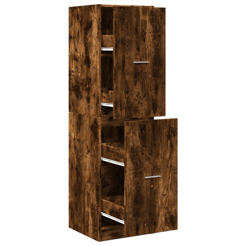 Armoire d'apothicaire chêne fumé 40x41x144,5 cm bois ingénierie - XIOS