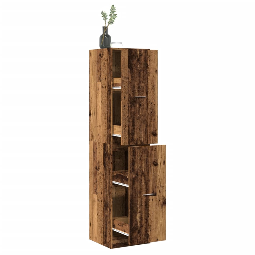 Armoire d'apothicaire vieux bois 40x41x174,5 cm bois ingénierie - XIOS
