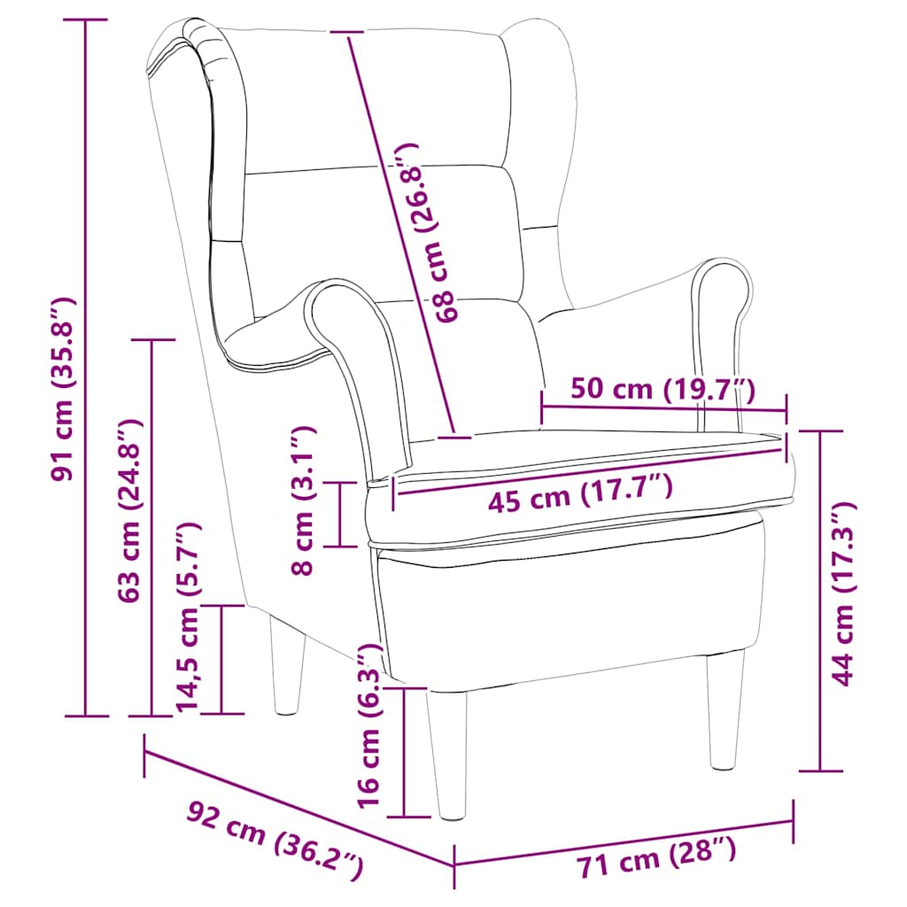 Fauteuil marron foncé 74x84x100 cm tissu - XIOS