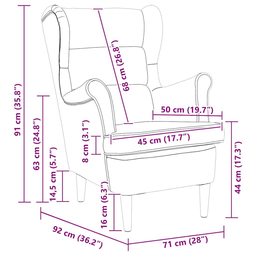 Fauteuil taupe 74x84x100 cm tissu - XIOS
