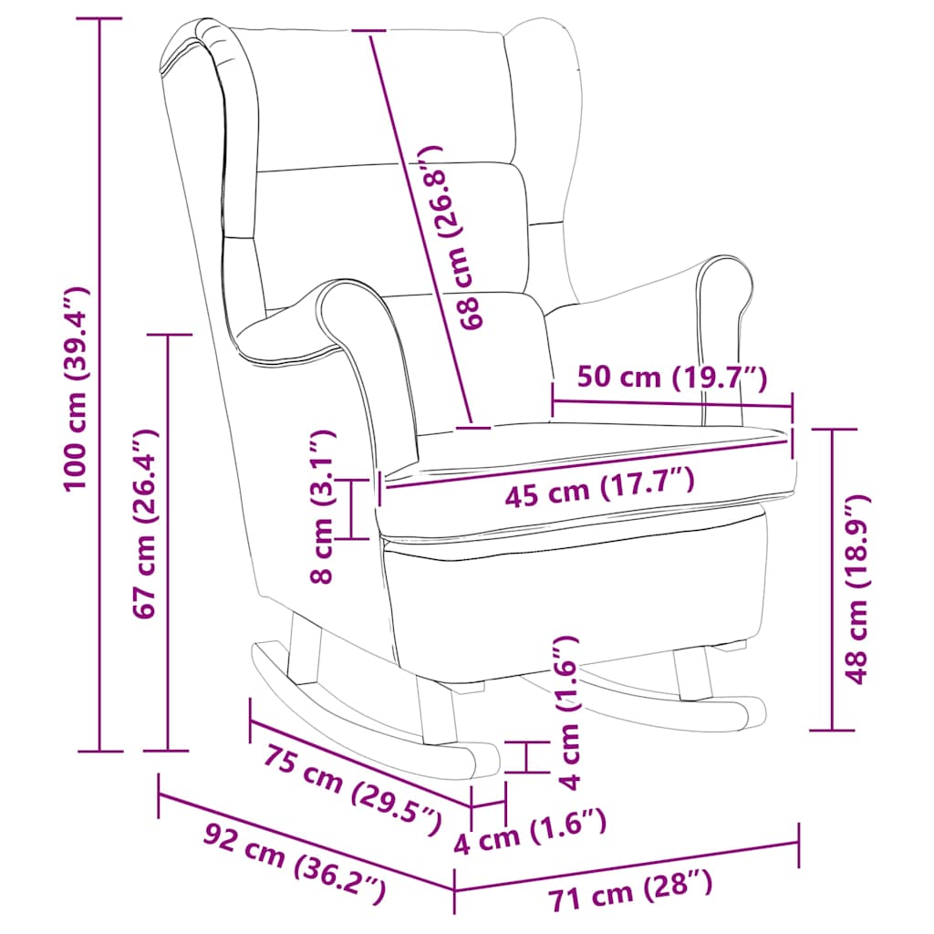 Chaise à bascule gris clair 74x90x102 cm tissu - XIOS