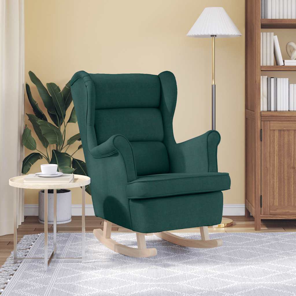 Chaise à bascule vert foncé 74x90x102 cm tissu - XIOS