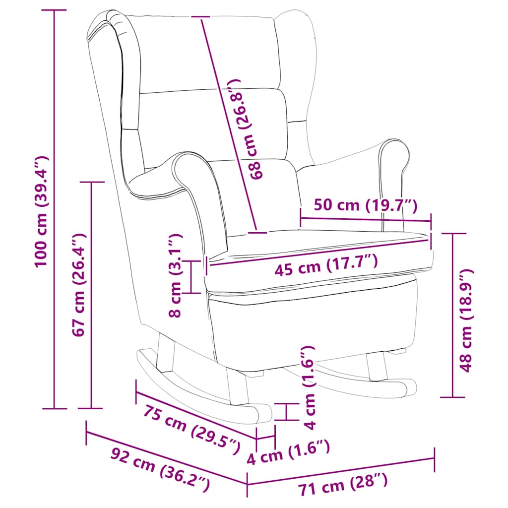 Chaise à bascule taupe 74x90x102 cm tissu - XIOS