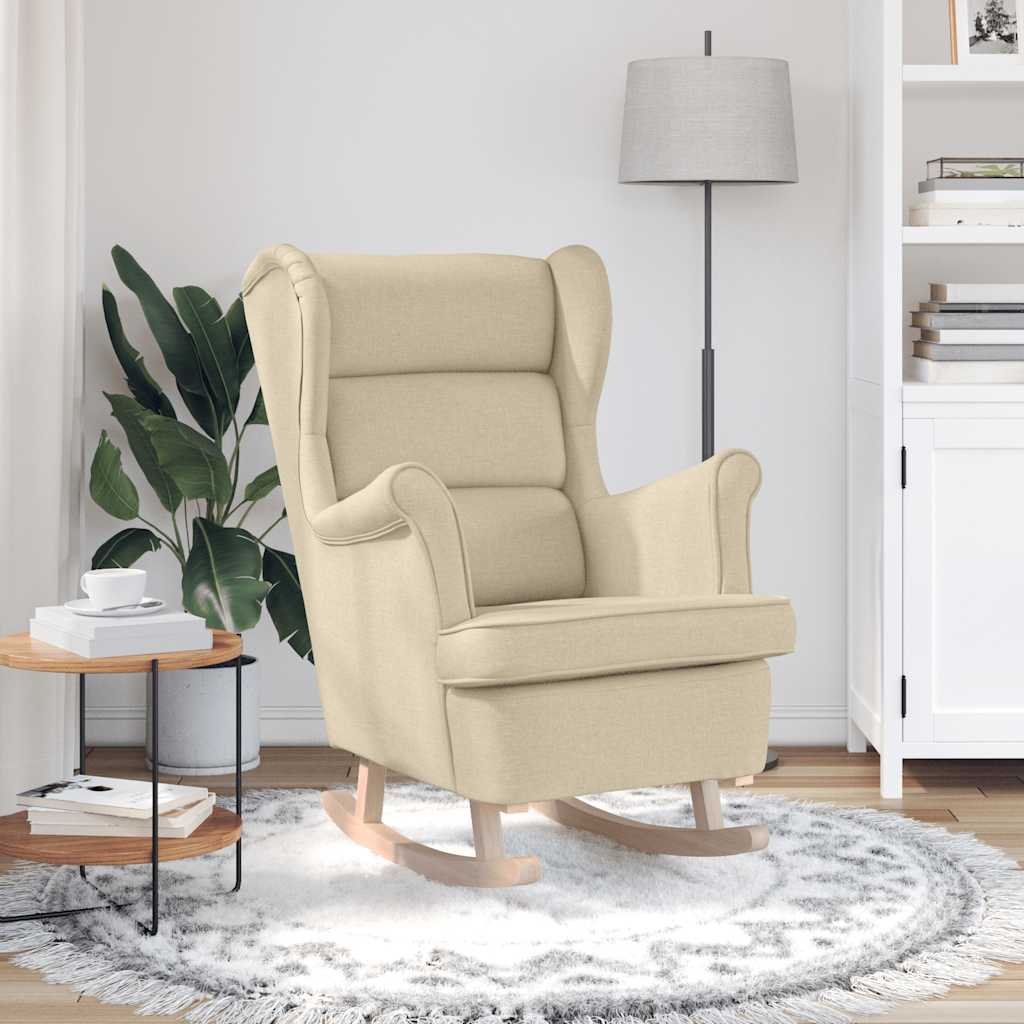 Chaise à bascule crème 74x90x102 cm tissu - XIOS
