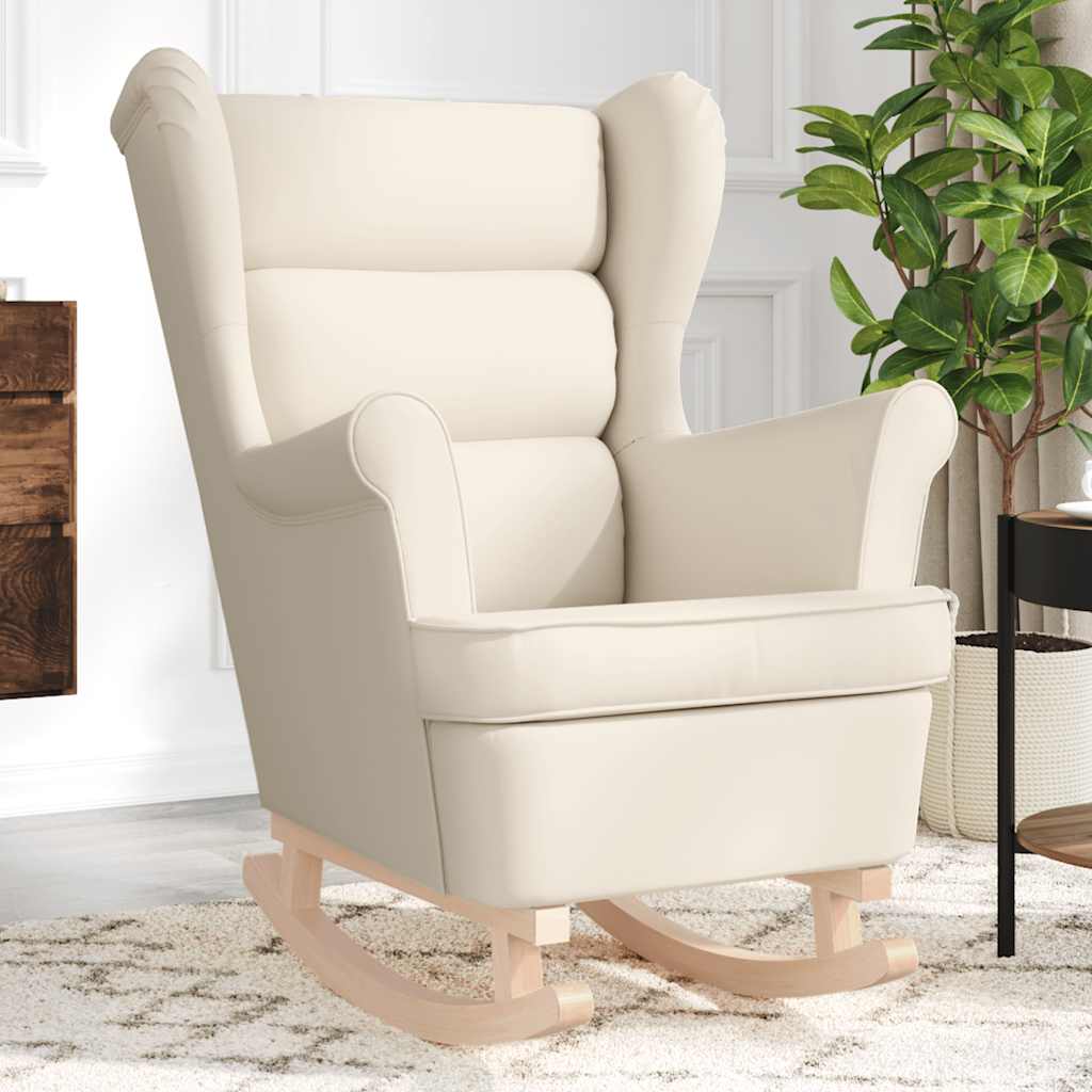 Chaise à bascule crème 74x90x102 cm tissu - XIOS