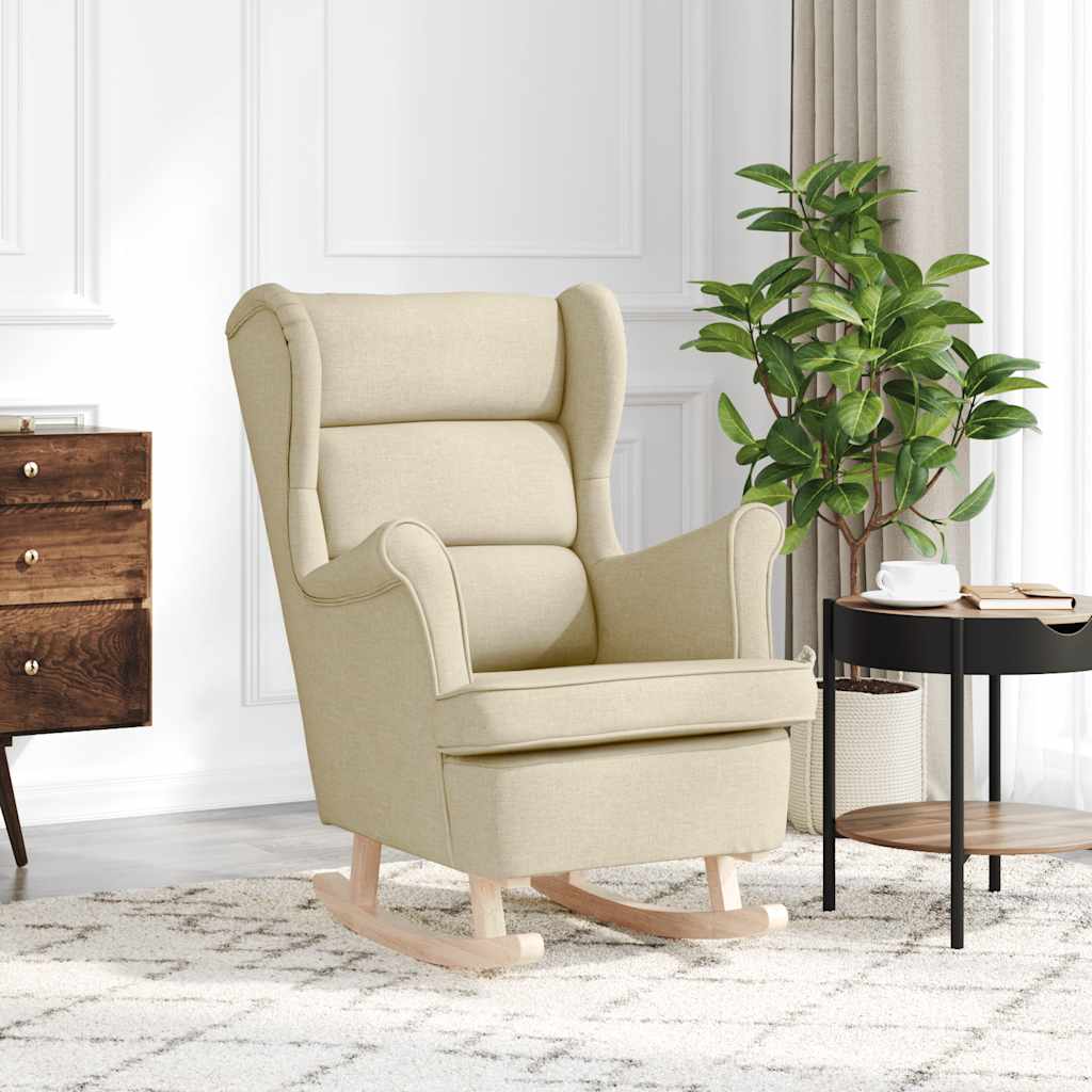Chaise à bascule crème 74x90x102 cm tissu - XIOS