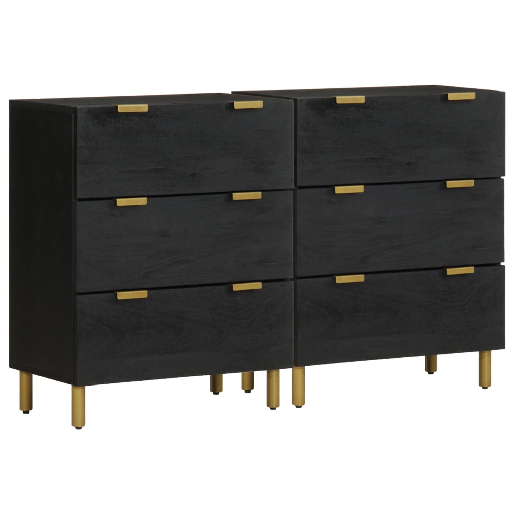 Buffets 2 pcs noir 60x33x75 cm bois d'ingénierie - XIOS