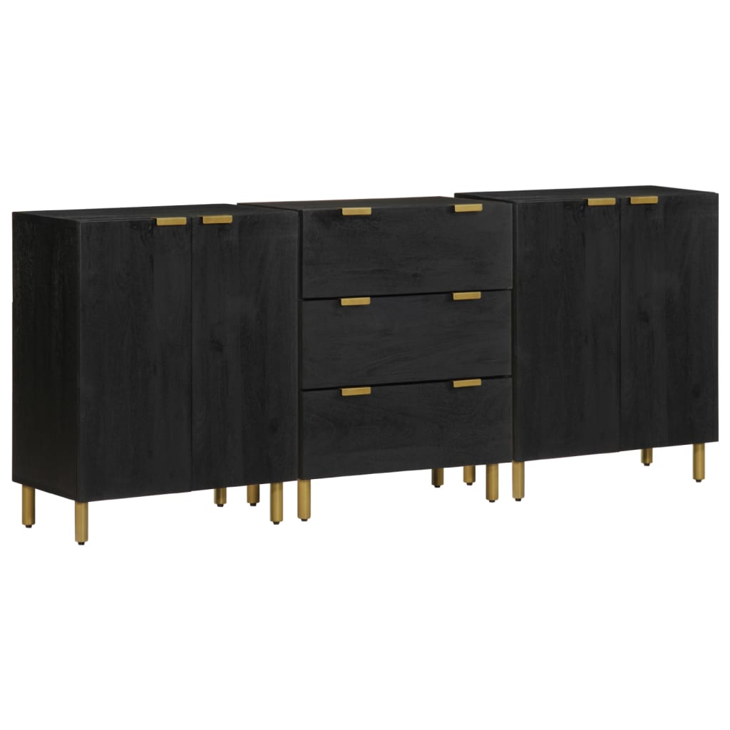 Buffets 3 pcs noir bois d'ingénierie - XIOS