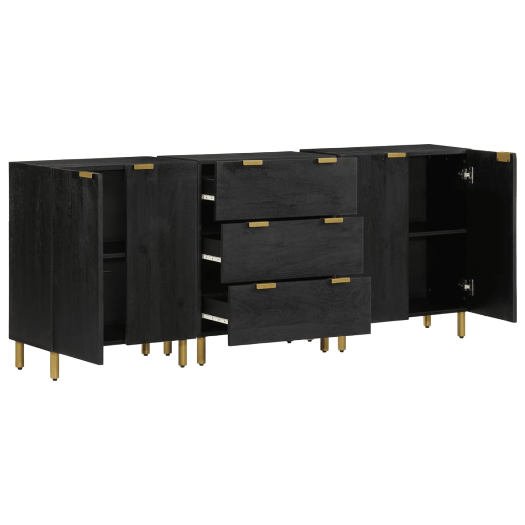 Buffets 3 pcs noir bois d'ingénierie - XIOS