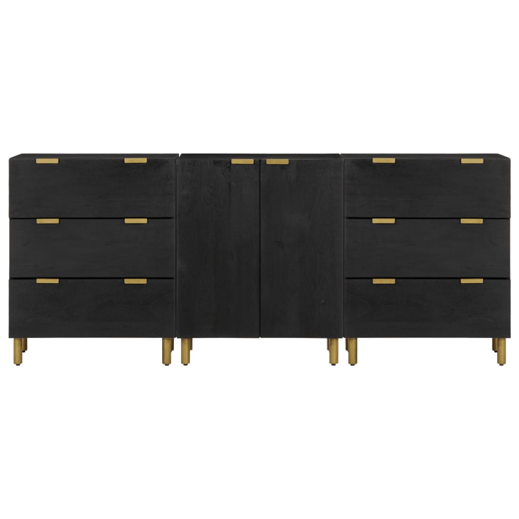 Buffets 3 pcs noir bois d'ingénierie - XIOS