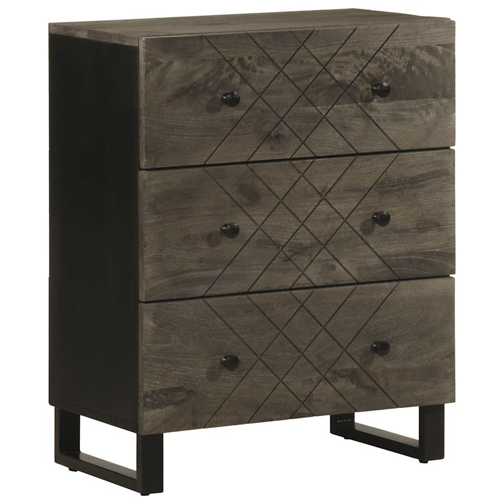 Buffets 2 pcs noir 60x33x75 cm bois massif de manguier