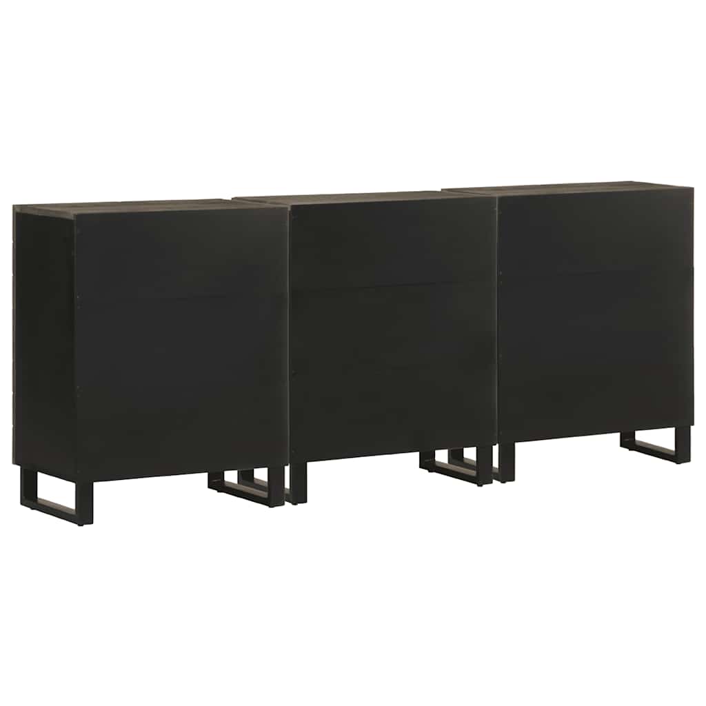 Buffets 3 pcs noir 60x33x75 cm bois massif de manguier - XIOS