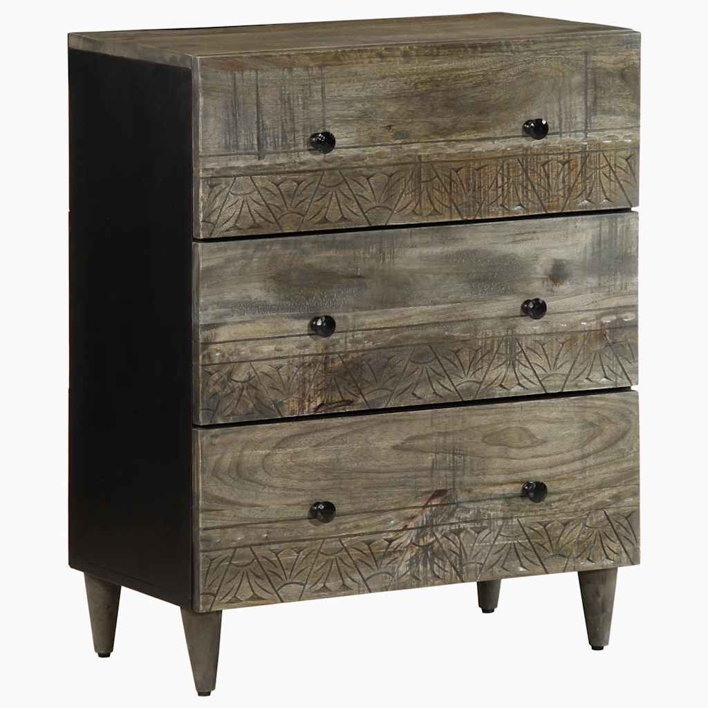 Buffets 3 pcs gris clair 60x33,5x75 cm bois de manguier massif - XIOS