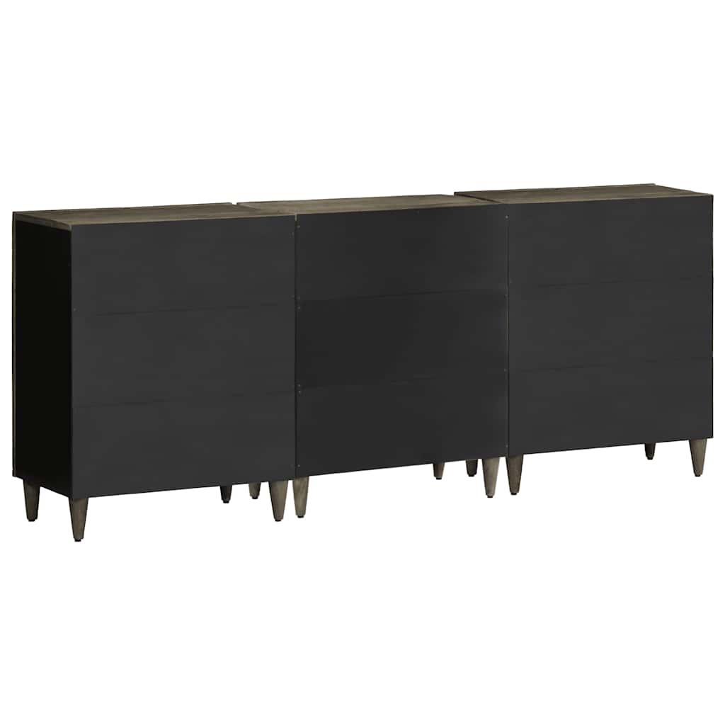 Buffets 3 pcs gris clair 60x33,5x75 cm bois de manguier massif - XIOS