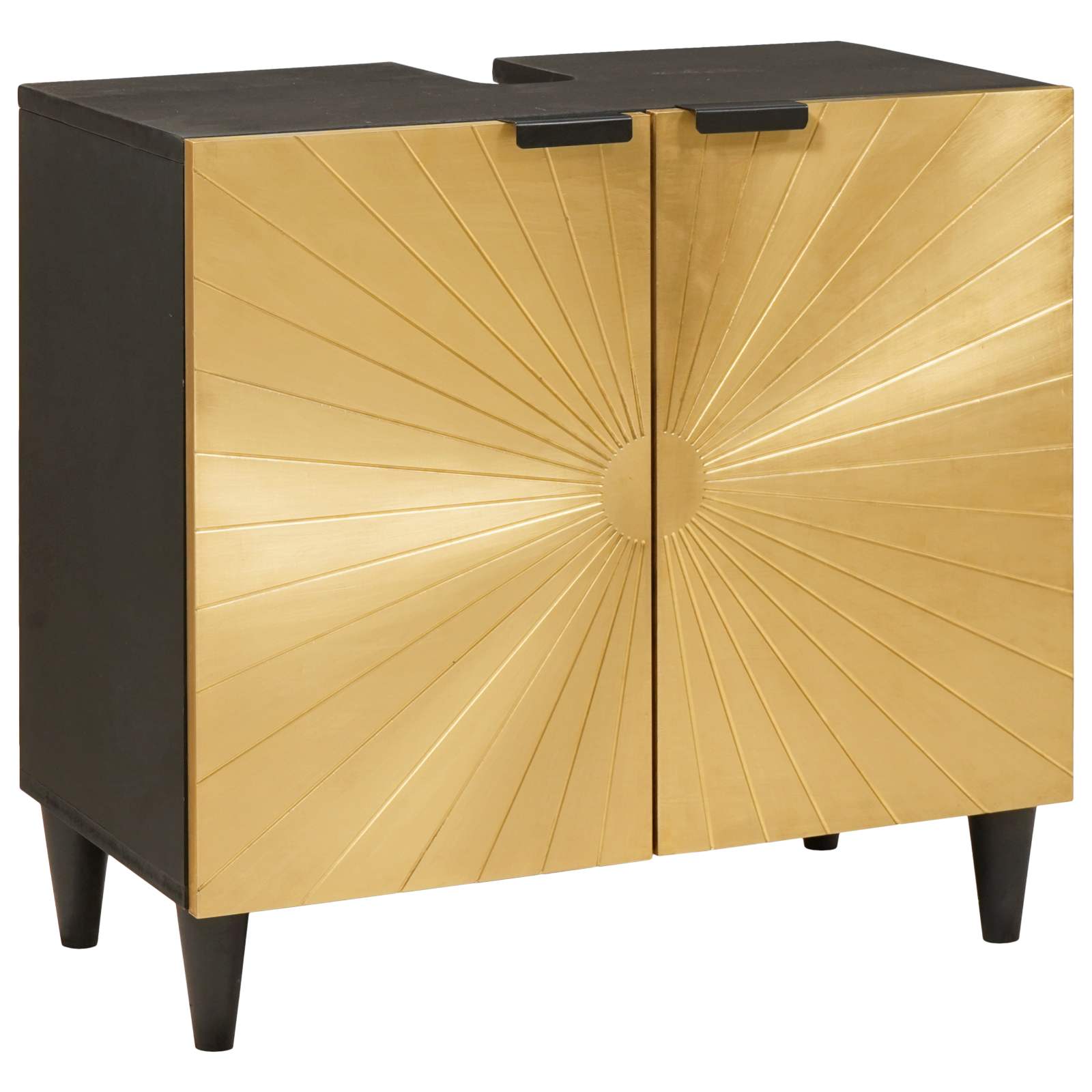 Ensemble d'armoire de salle de bain 2 pc Noir et laiton