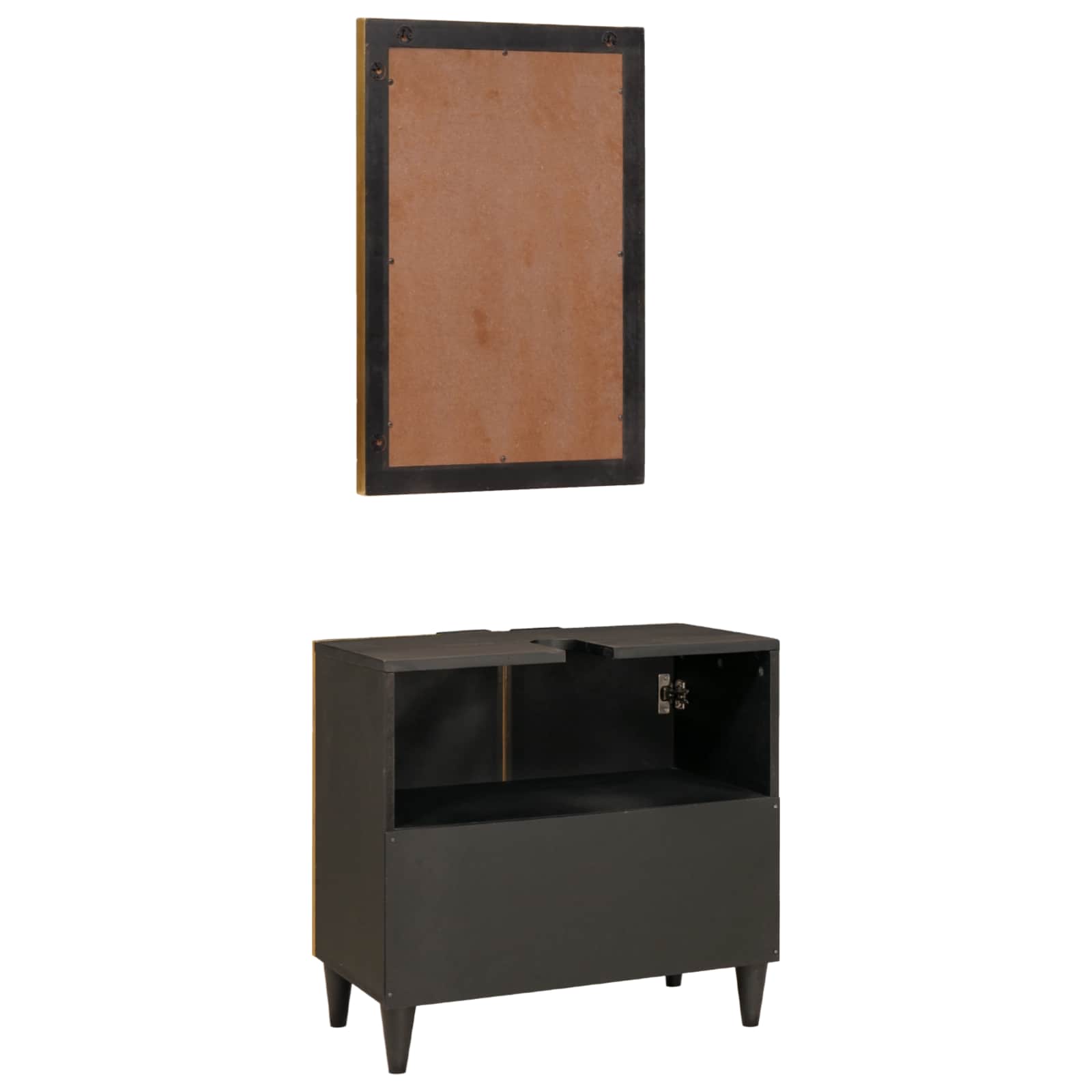 Ensemble d'armoire de salle de bain 2 pc Noir et laiton