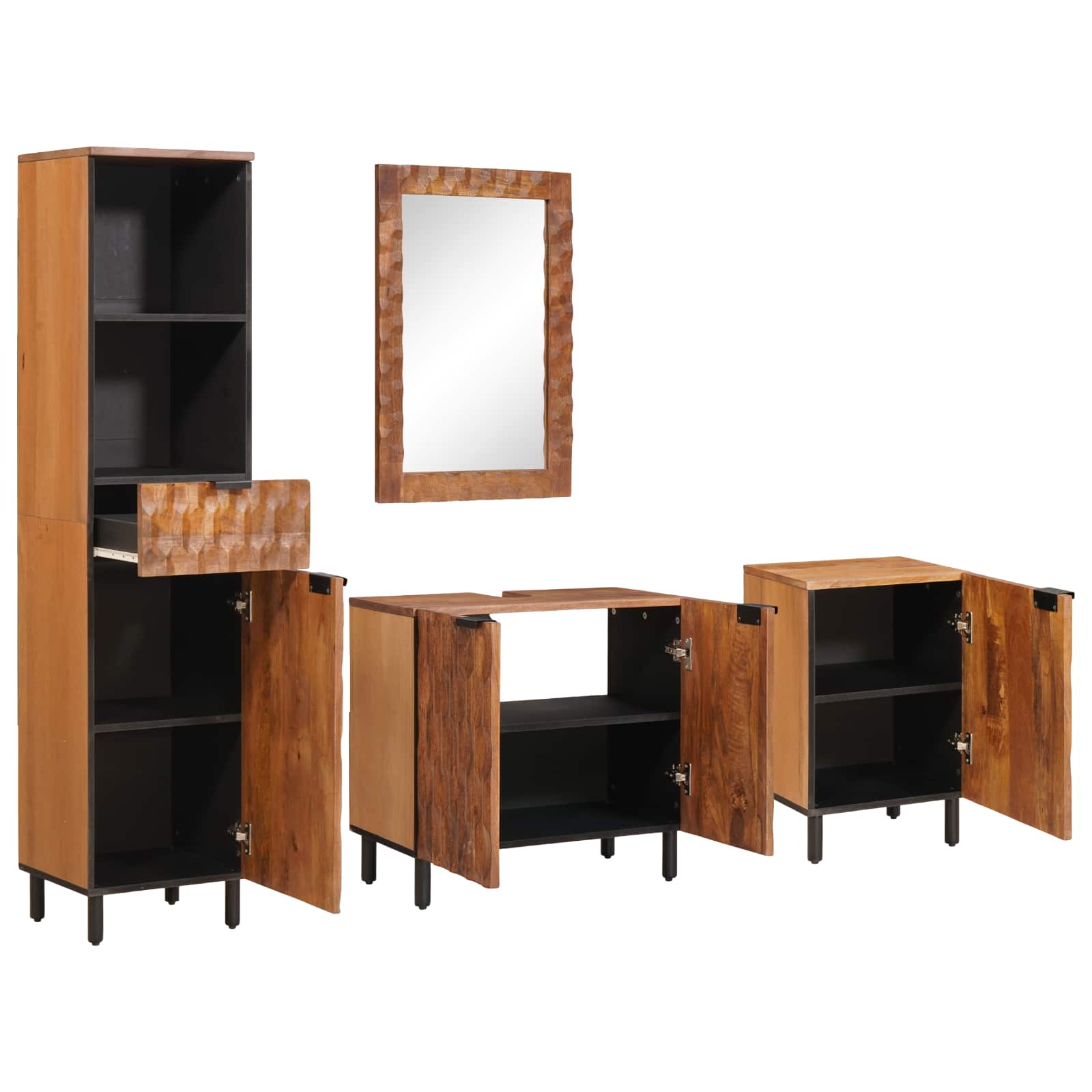 Ensembles de salle de bain 4 pièces Acacia Marron Winish