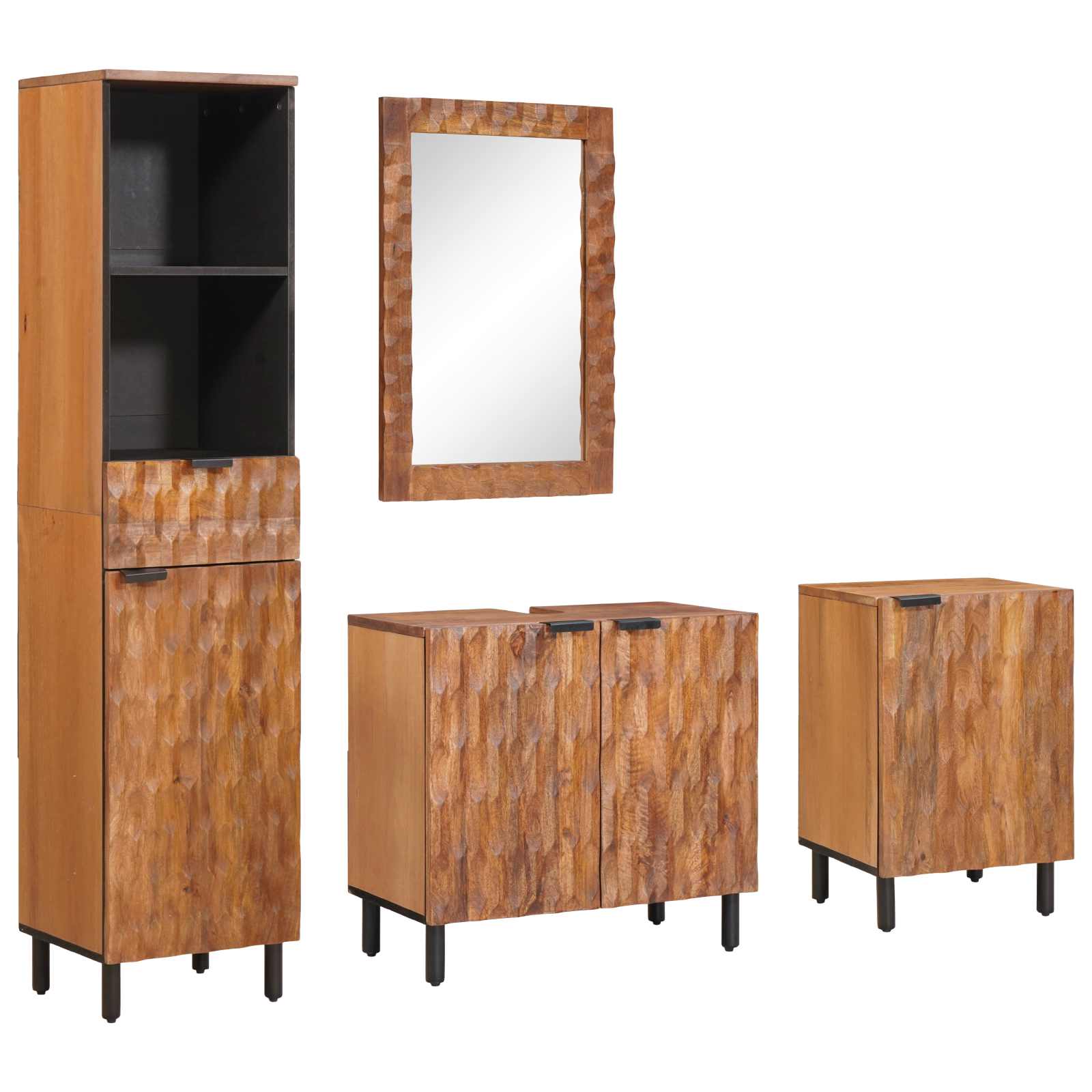 Ensembles de salle de bain 4 pièces Acacia Marron Winish