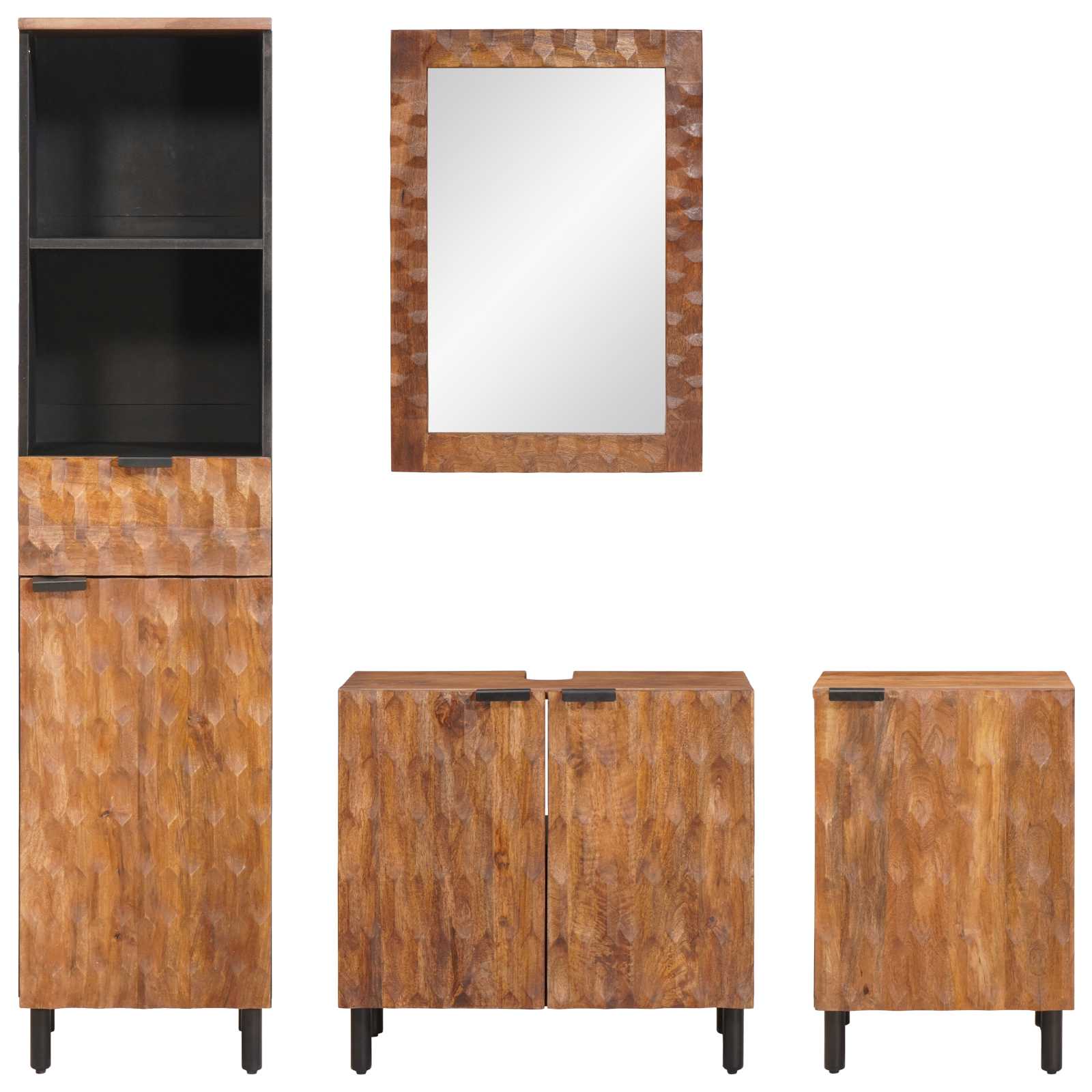 Ensembles de salle de bain 4 pièces Acacia Marron Winish
