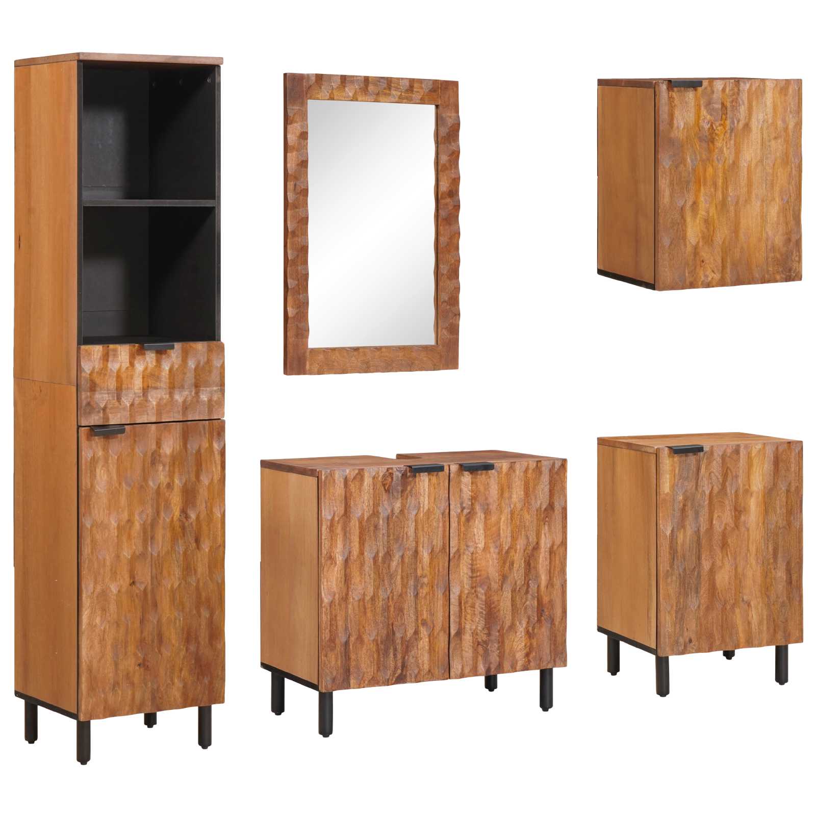 Ensembles de salle de bain 5 pièces Acacia Marron Winish