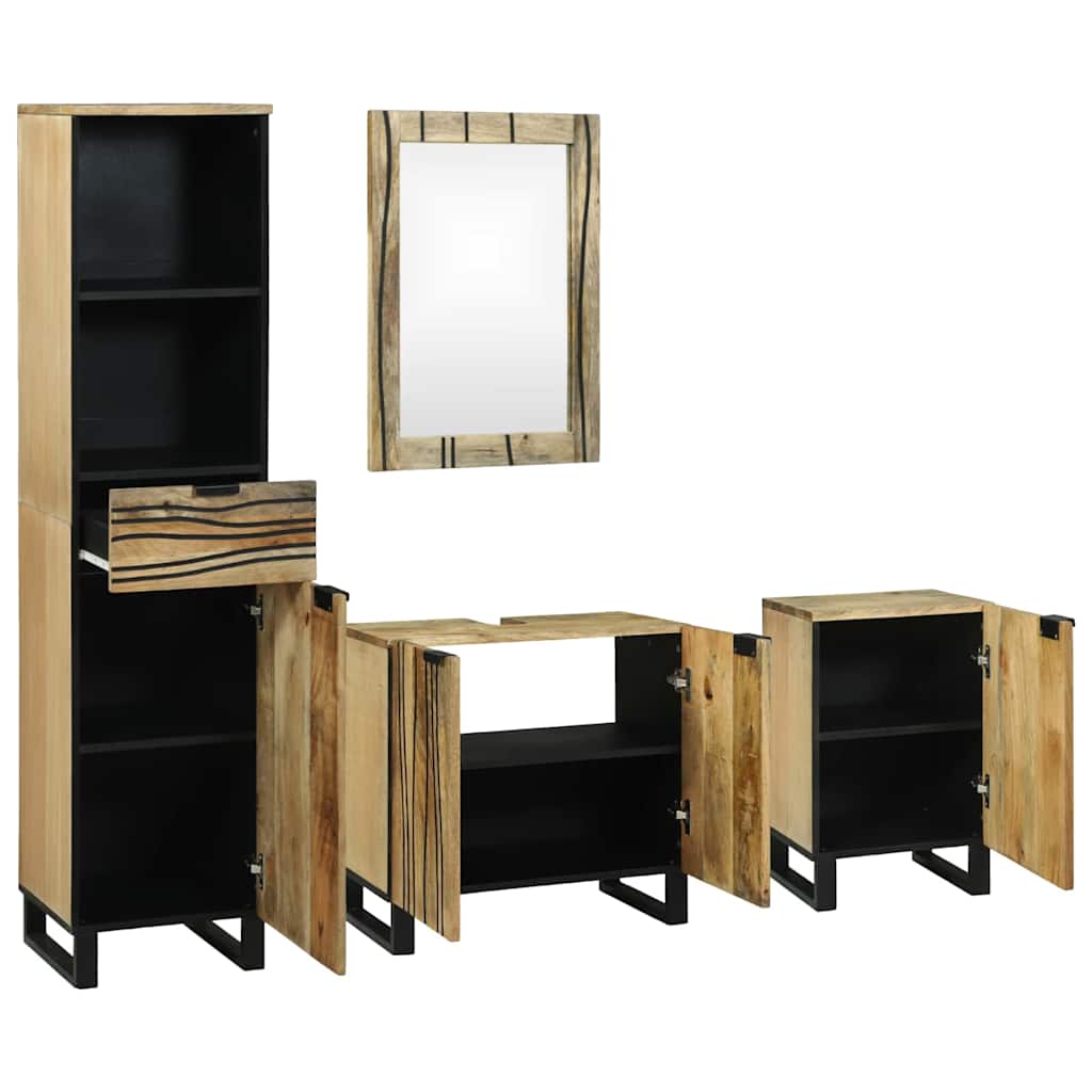 Ensemble de mobilier de salle de bain 4 pièces Marron