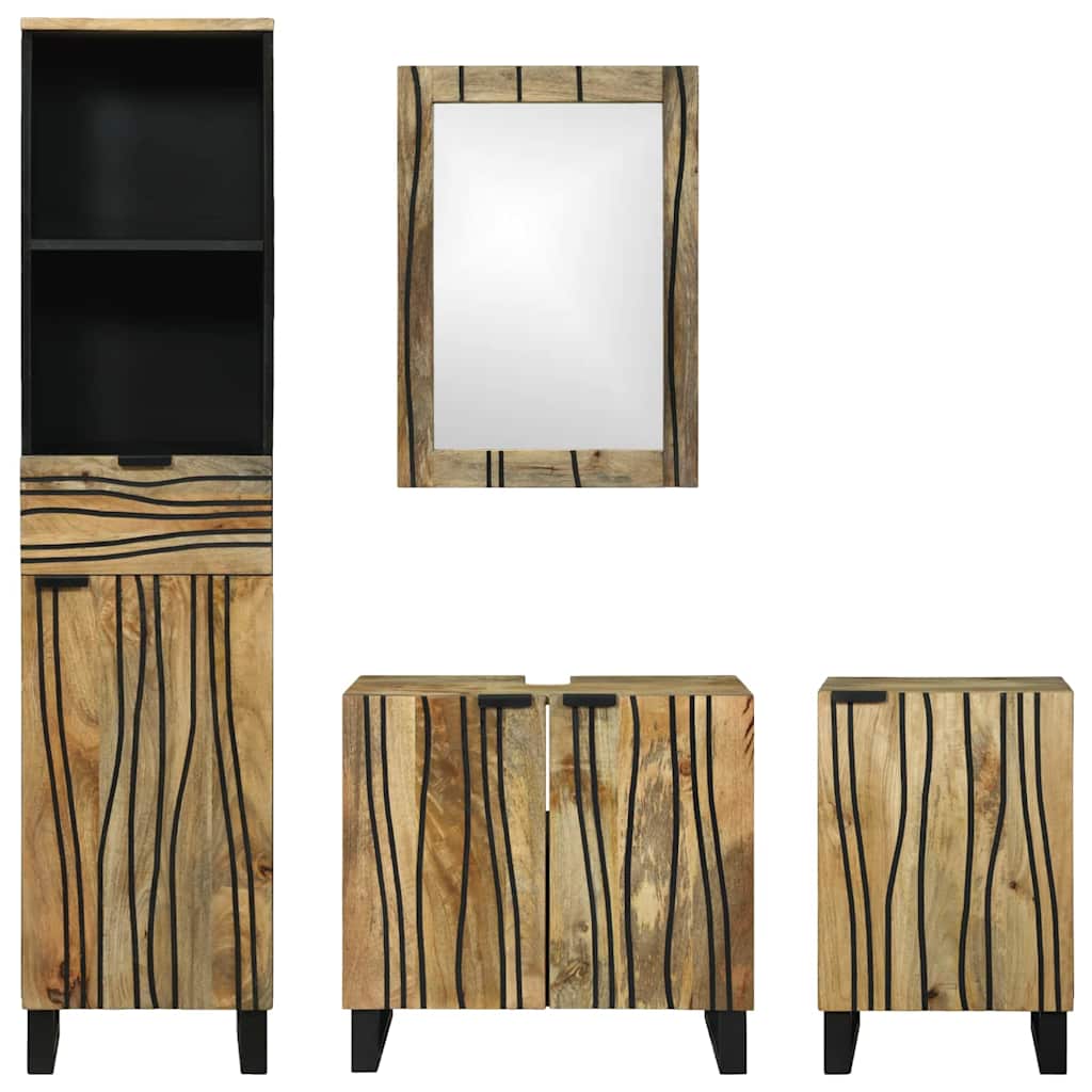 Ensemble de mobilier de salle de bain 4 pièces Marron