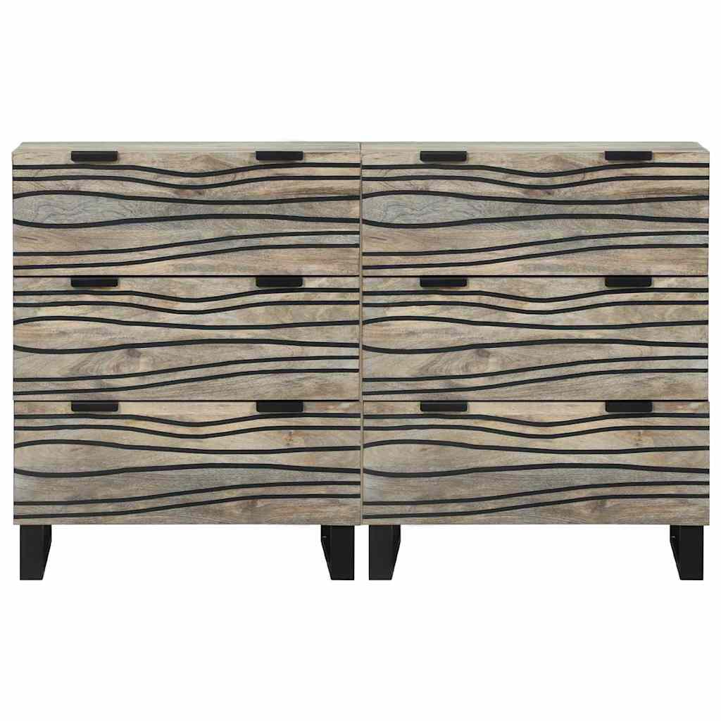 Buffets 2 pcs Blanc 60 x 33.5 x 75 cm bois de manguier massif - XIOS