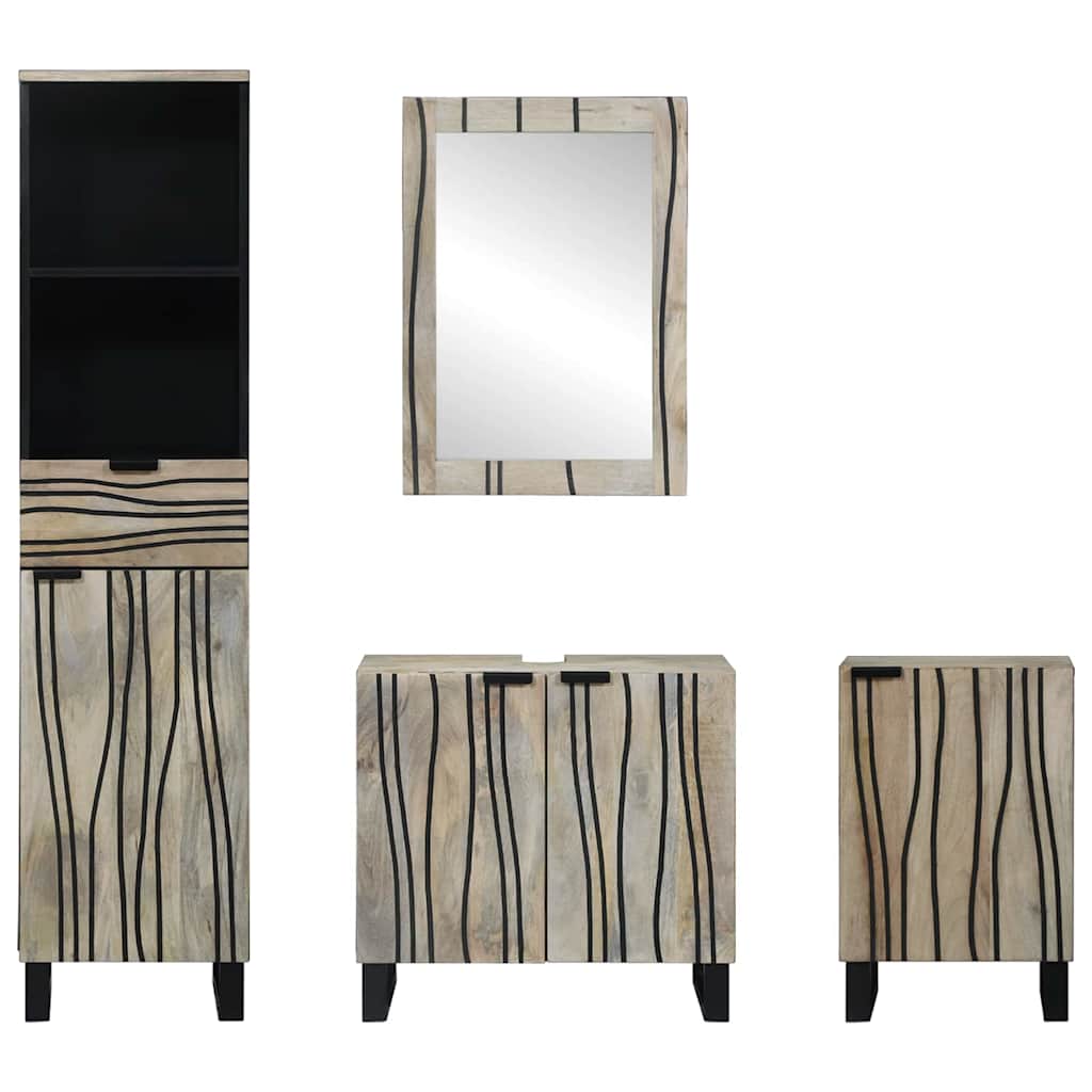 Ensemble de mobilier de salle de bain 4 pièces Brun Noyé