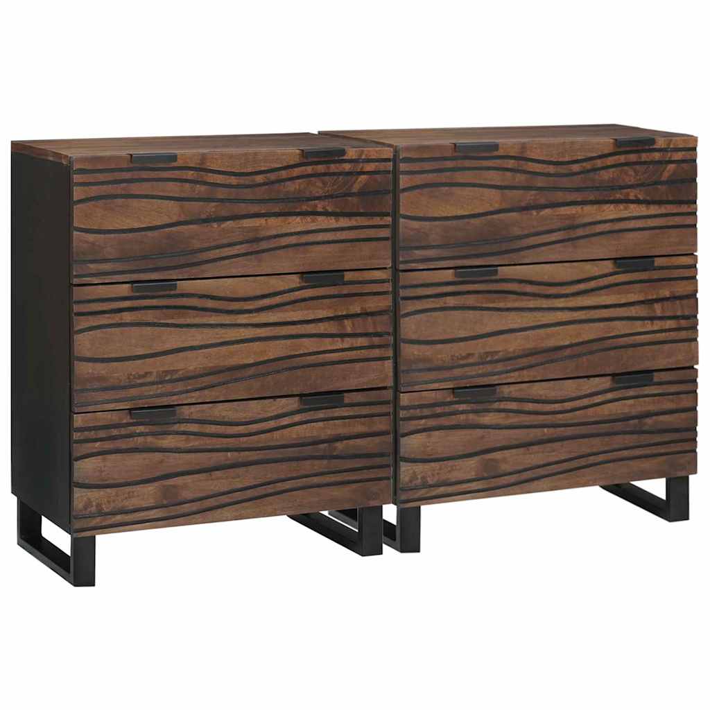 Buffets 2 pcs Marron 60 x 33.5 x 75 cm bois de manguier massif - XIOS