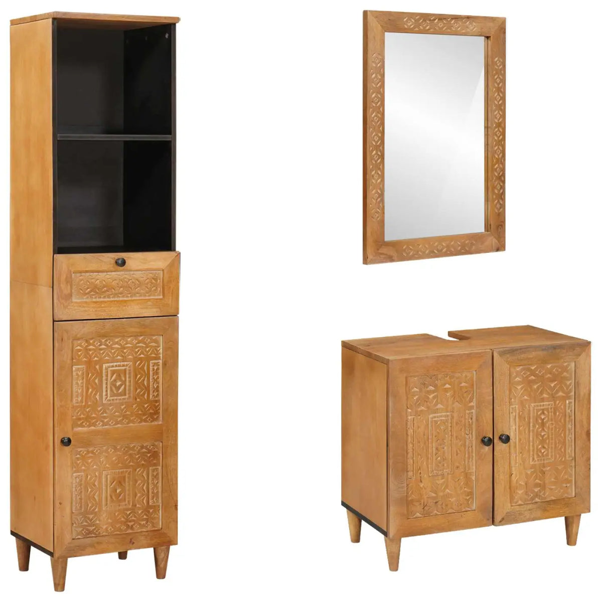 Ensemble de mobilier de salle de bain 3 pièces Marron - XIOS