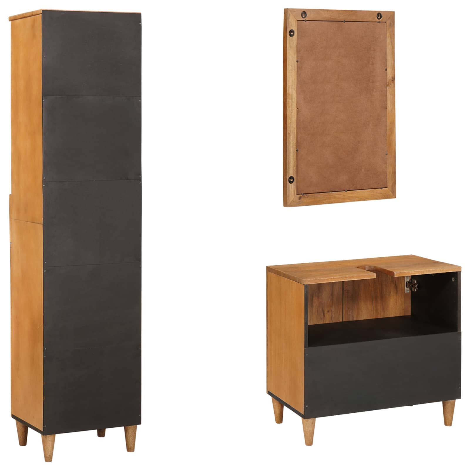 Ensemble de mobilier de salle de bain 3 pièces Marron