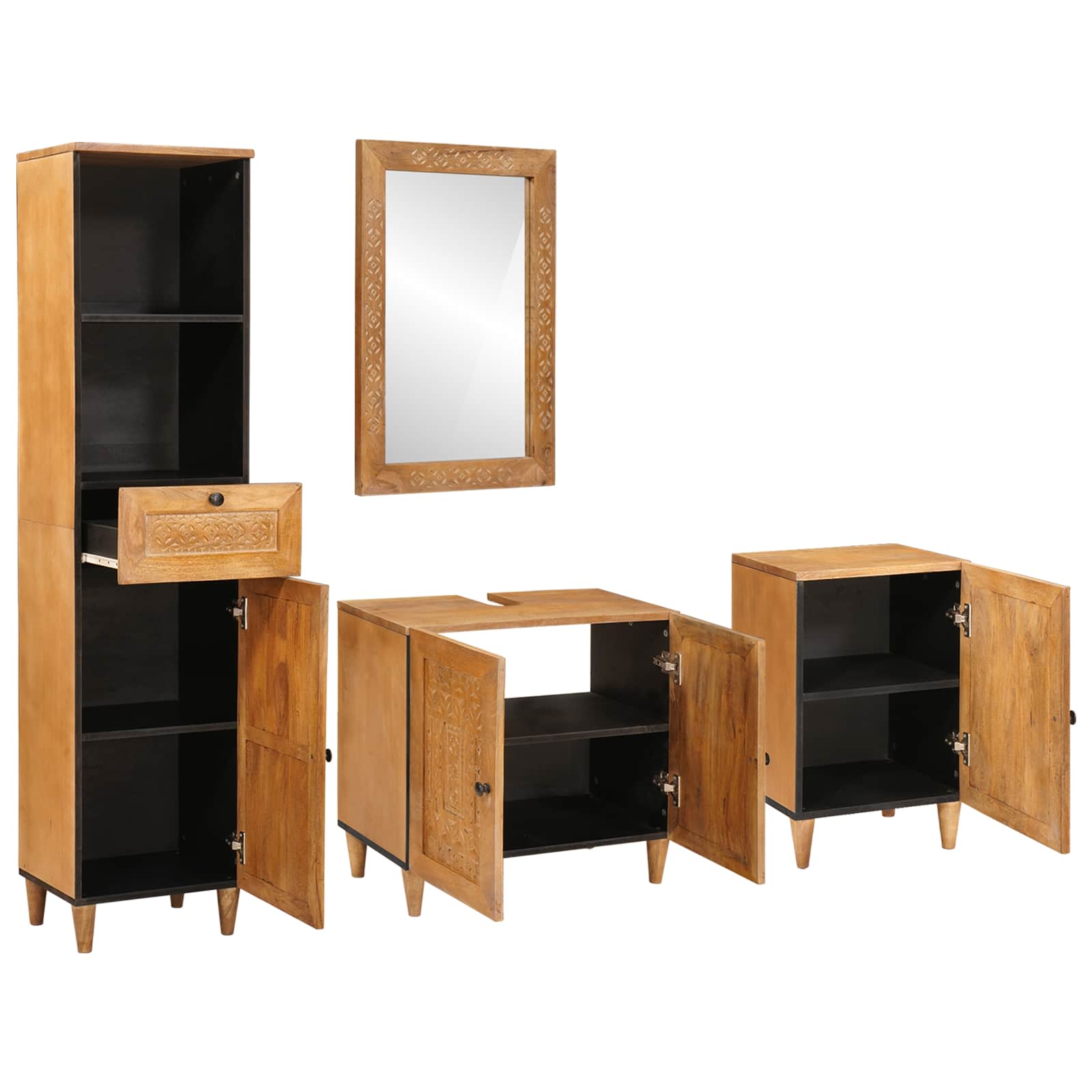 Ensemble de mobilier de salle de bain 4 pièces Marron