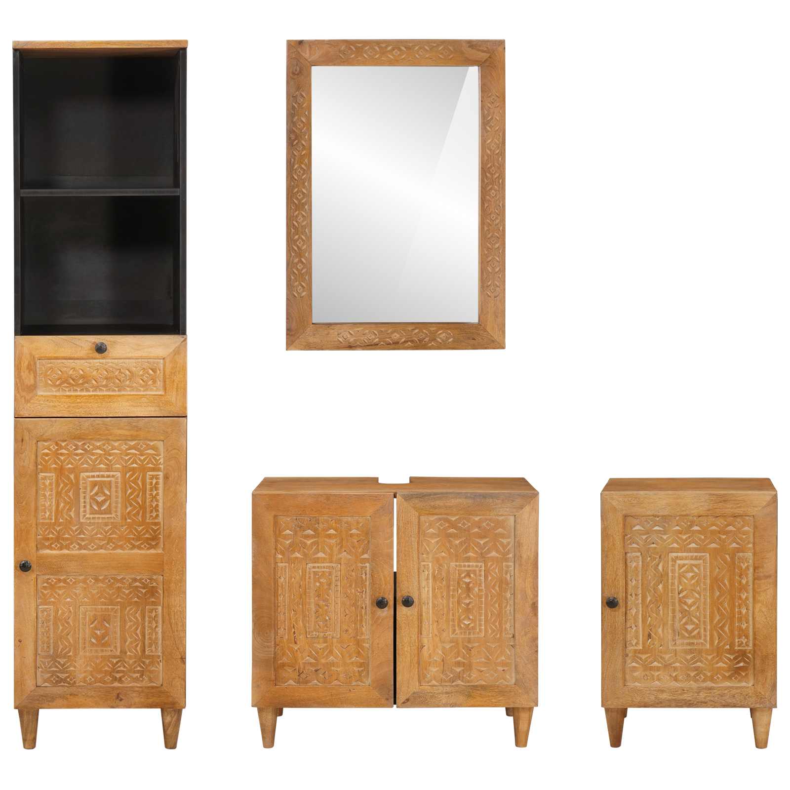 Ensemble de mobilier de salle de bain 4 pièces Marron