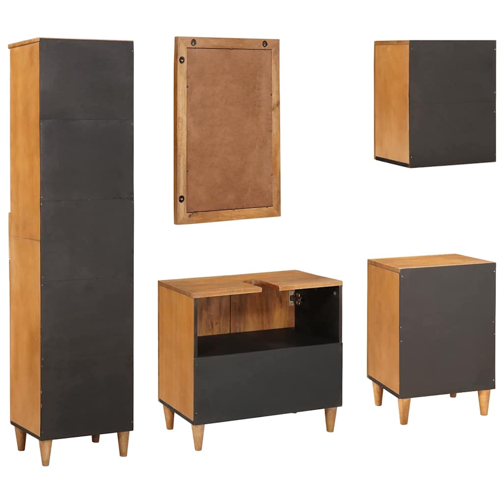 Ensemble de mobilier de salle de bain 5 pièces Marron
