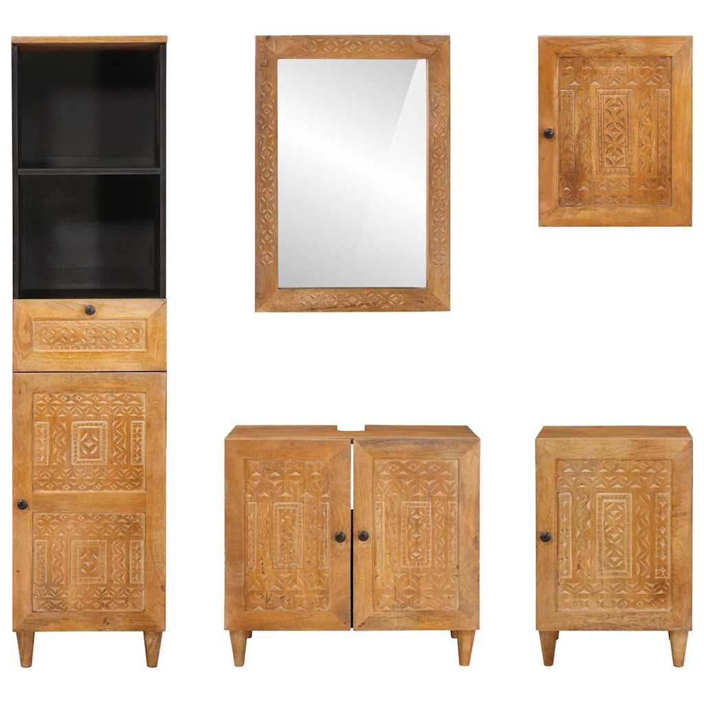 Ensemble de mobilier de salle de bain 5 pièces Marron