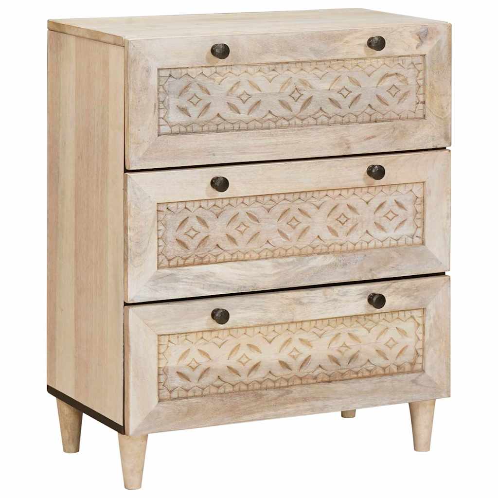 Buffet 3 pc 180 x 33,5 x 75 cm bois de manguier massif Blanc